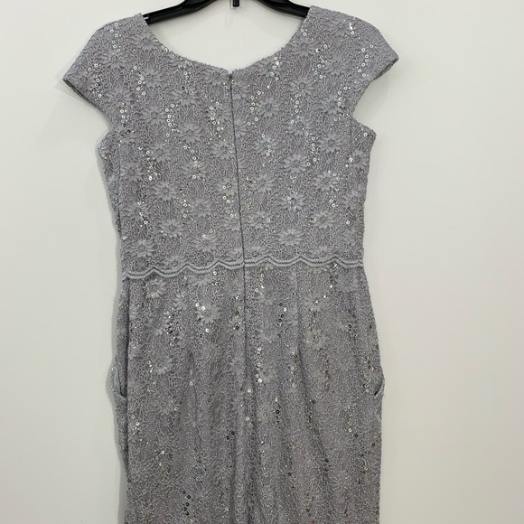 Alex Evenings 4P silver sequins  dress pockets - Picture 4 of 16